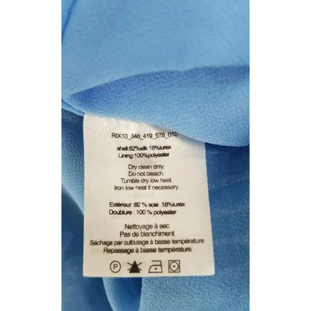 RIXO London Blue Indra Metallic Feather Print Midi Dress - Picture 10 of 12